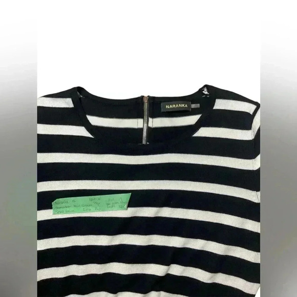 Naranka mini dress 3/4 sleeve stripe sexy lined back zip - Picture 2 of 9